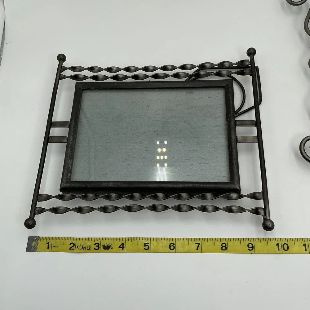 Vintage Wrought Iron Picture Frames Set of 2 Scroll Twisted Metal 5x7 Tabletop